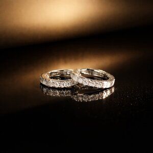 0.75ct Each VVS1 | Tiny Huggie Hoops Moissanite Earrings | .925 Silver | New